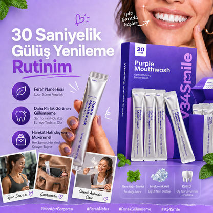 V34Smile™ Anında Diş Beyazlatıcı Mor Gargara